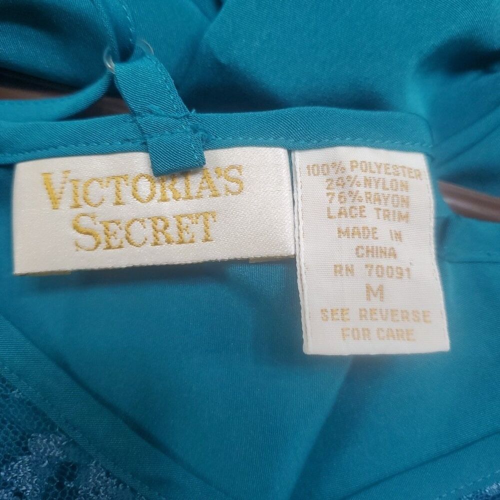 Vtg Victoria’s Secret‎ Gold Label Satin Cami Womens Sz M Teal Lingerie - Picture 4 of 6
